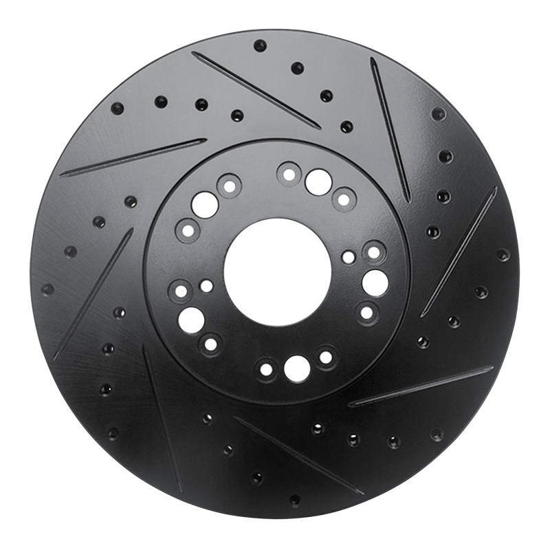 R1 92-10 Lexus LS400 Front Right Drilled & Slotted Black Brake Rotor