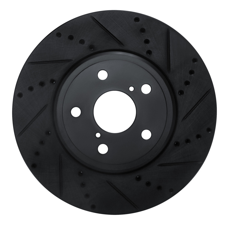 R1 01-06 Lexus LS430 Front Right Drilled & Slotted Black Brake Rotor