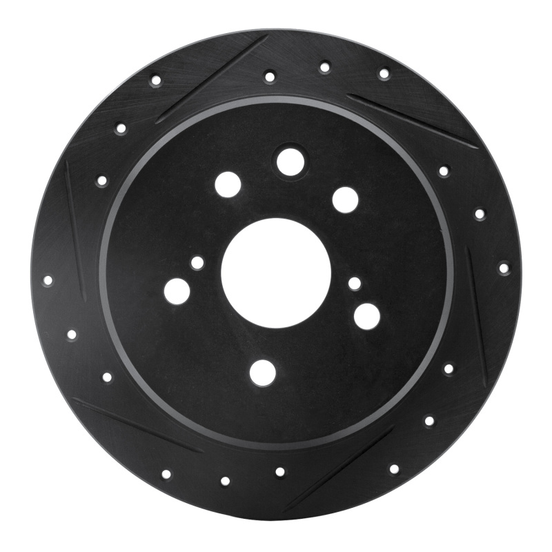 R1 06-15 Lexus IS250 Rear Left Drilled & Slotted Black Brake Rotor