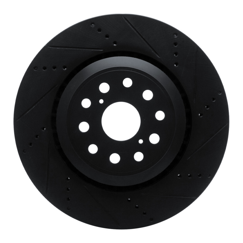 R1 07-23 Lexus LS500 Right Front Drilled & Slotted Black Brake Rotor