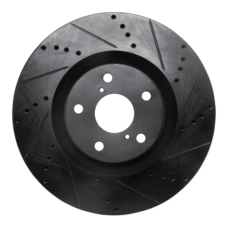 R1 09-11 Lexus GS350 Right Front Drilled & Slotted Black Brake Rotor
