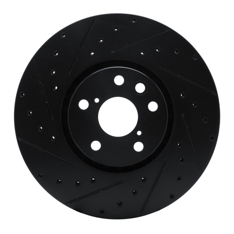 R1 06-20 Lexus GS350 Left Front Drilled & Slotted Black Brake Rotor