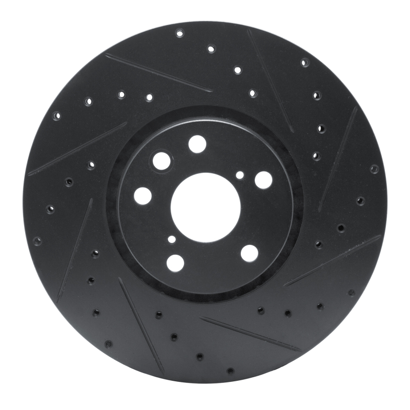 R1 06-20 Lexus IS350 Right Front Drilled & Slotted Black Brake Rotor