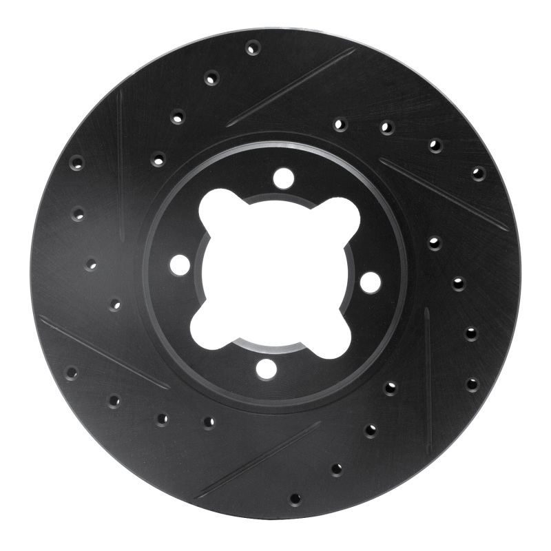 R1 82-85 Toyota Celica Front Left Drilled & Slotted Black Brake Rotor