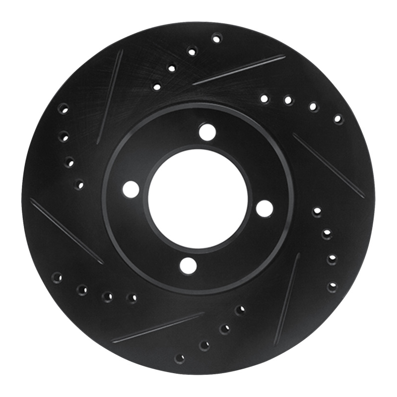 R1 84-87 Toyota Corolla (US/Canada) Front Left Drilled & Slotted Black Brake Rotor