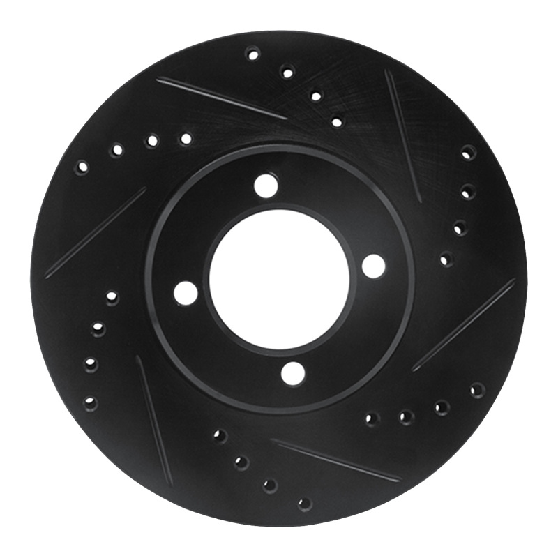 R1 84-87 Toyota Corolla (US/Canada) Front Right Drilled & Slotted Black Brake Rotor