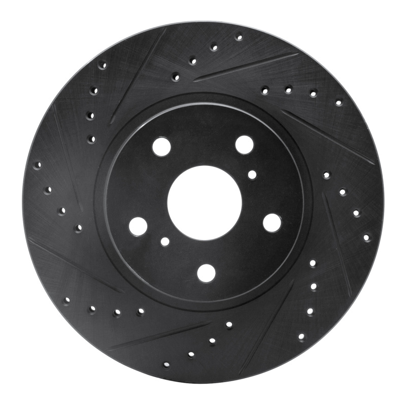 R1 86-92 Toyota Supra Front Left Drilled & Slotted Black Brake Rotor