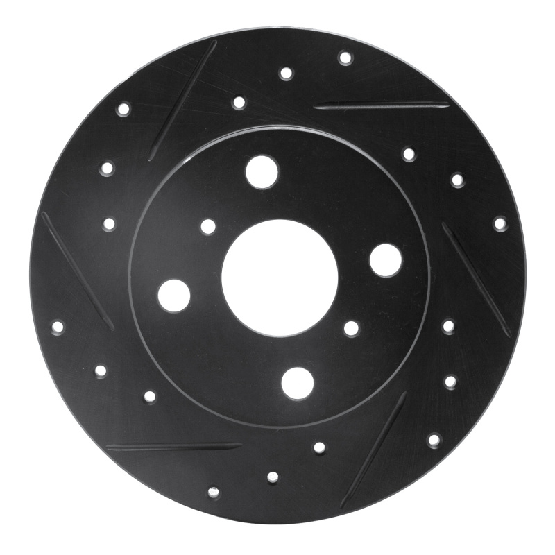 R1 85-86 Toyota MR2 Rear Left Drilled & Slotted Black Brake Rotor
