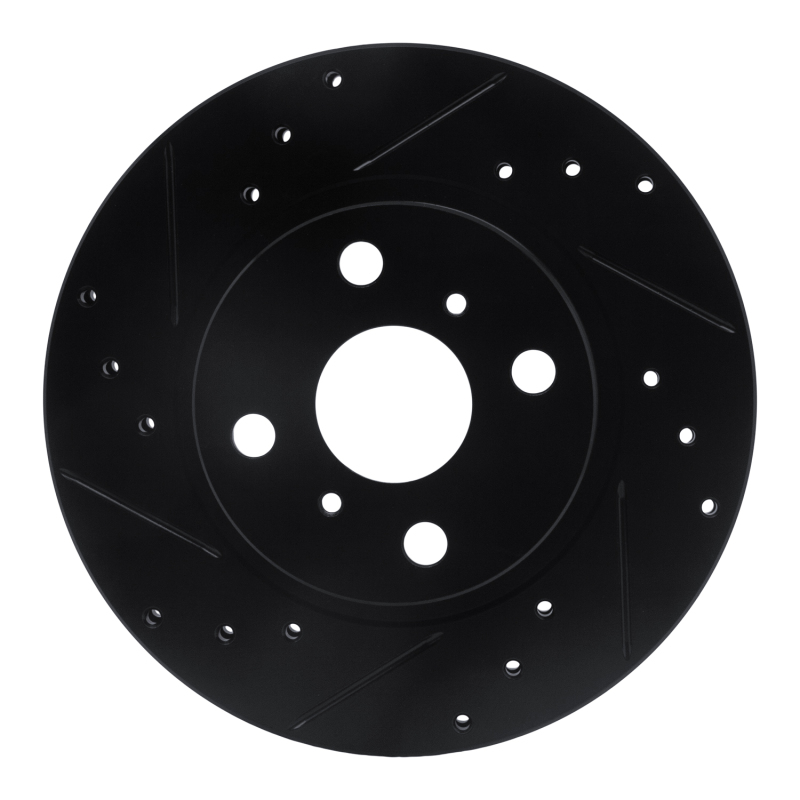 R1 87-92 Geo Prizm Front Left Drilled & Slotted Black Brake Rotor