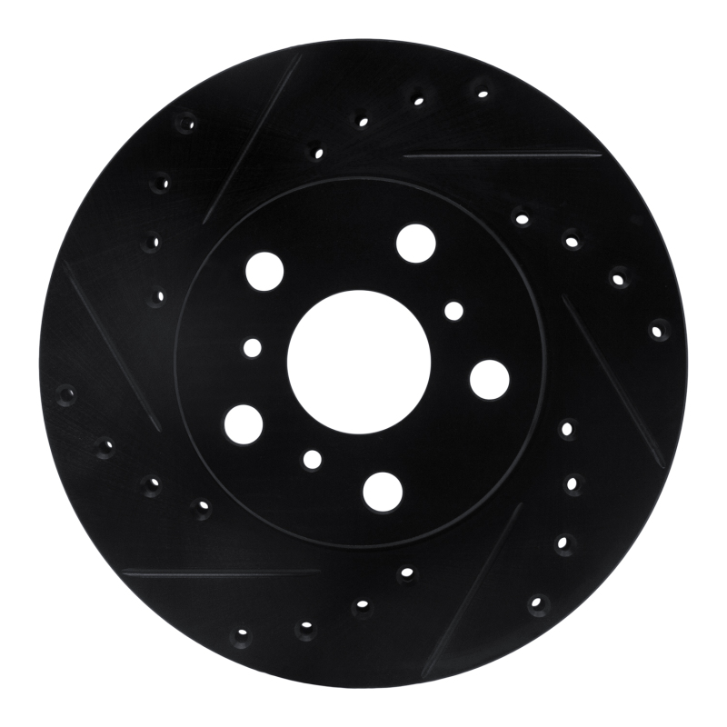 R1 87-91 Toyota Camry Front Left Drilled & Slotted Black Brake Rotor