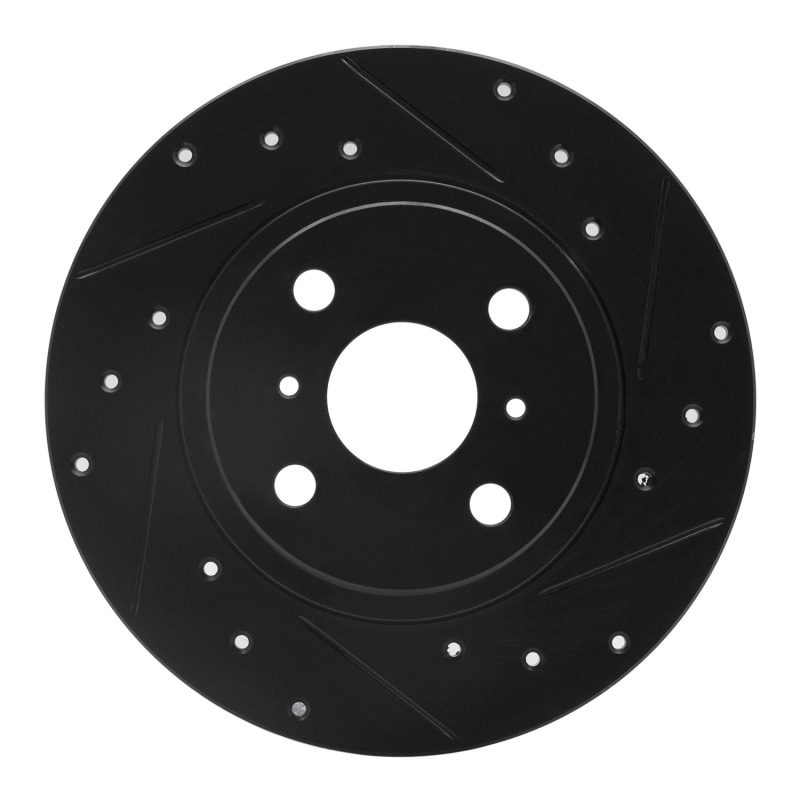 R1 87-89 Toyota MR2 Rear Right Drilled & Slotted Black Brake Rotor