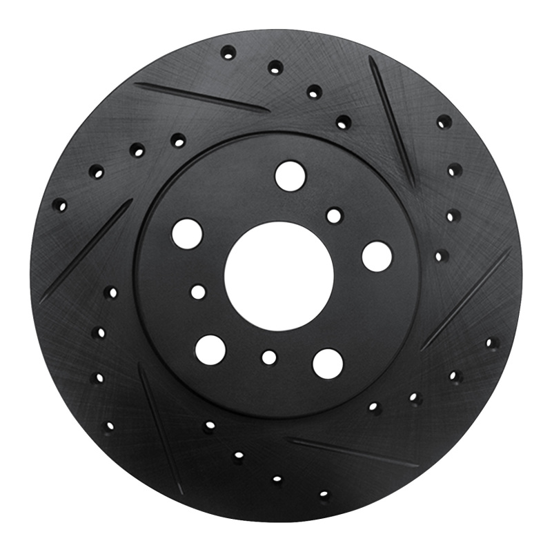 R1 90-91 Toyota Celica Front Right Drilled & Slotted Black Brake Rotor