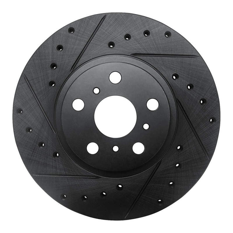 R1 90-93 Toyota Celica Front Left Drilled & Slotted Black Brake Rotor