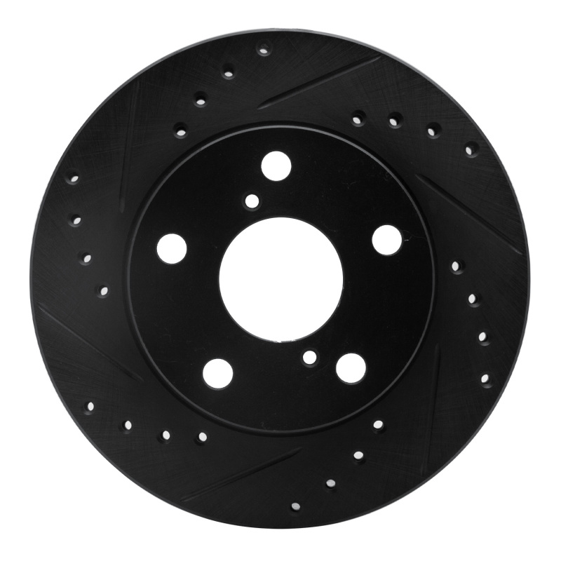 R1 91-95 Toyota MR2 Front Left Drilled & Slotted Black Brake Rotor