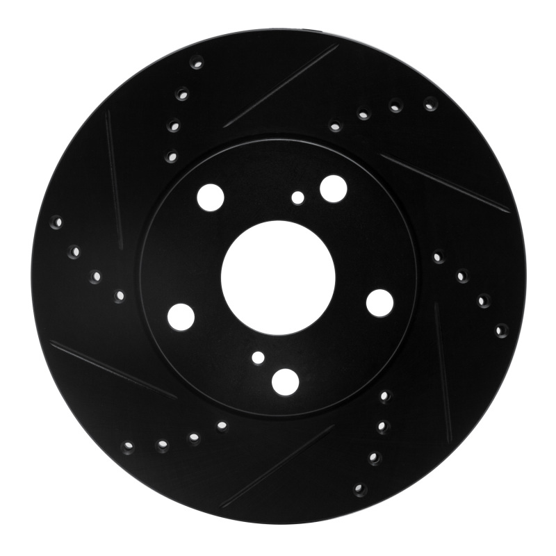 R1 92-06 Lexus ES300 Front Left Drilled & Slotted Black Brake Rotor