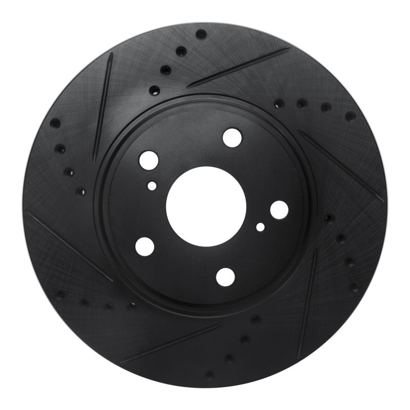 R1 99-07 Lexus ES330 Front Left Drilled & Slotted Black Brake Rotor