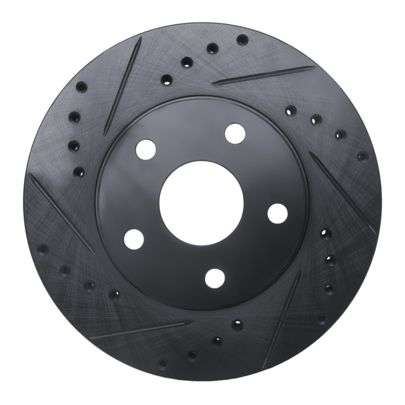 R1 92-95 Toyota MR2 Front Left Drilled & Slotted Black Brake Rotor