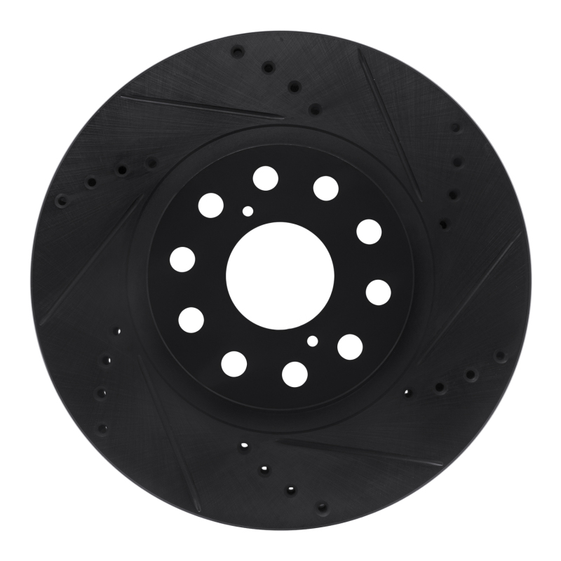 R1 93-98 Toyota Supra Front Right Drilled & Slotted Black Brake Rotor