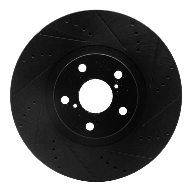 R1 93-98 Toyota Supra Left Front Drilled & Slotted Black Brake Rotor