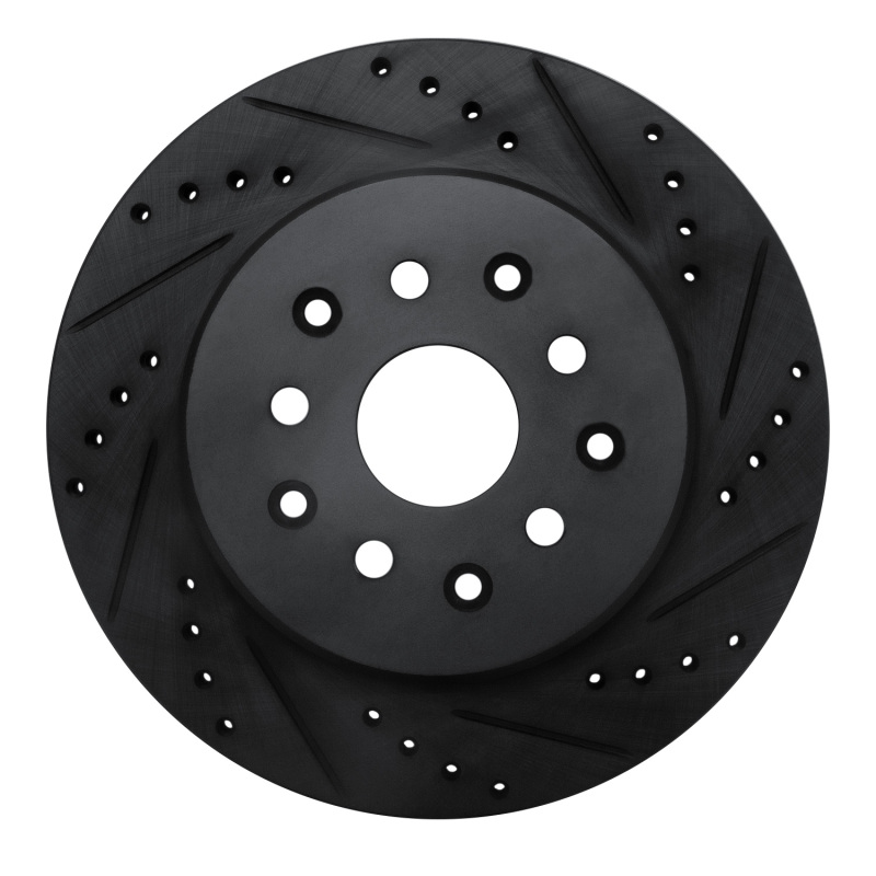 R1 93-98 Toyota Supra Rear Right Drilled & Slotted Black Brake Rotor