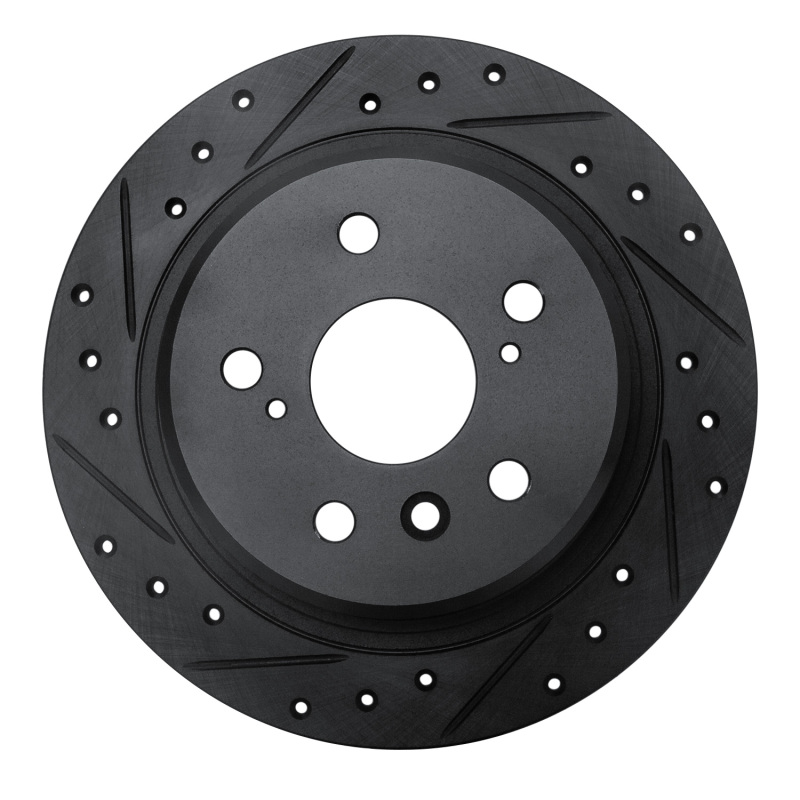 R1 95-99 Toyota AVALON Rear Left Drilled & Slotted Black Brake Rotor