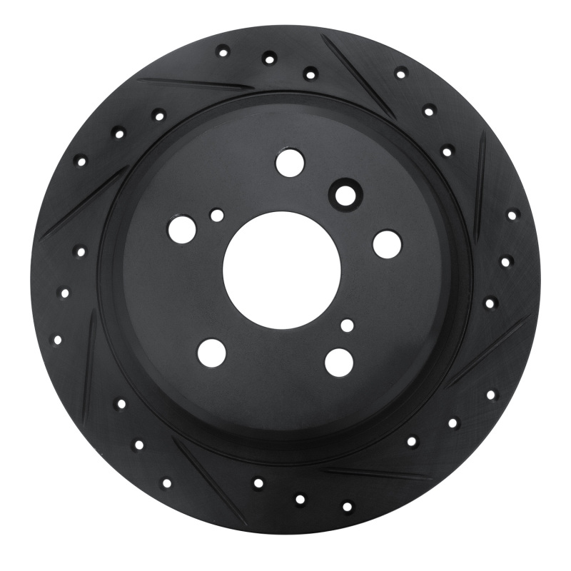 R1 95-99 Toyota AVALON Rear Right Drilled & Slotted Black Brake Rotor
