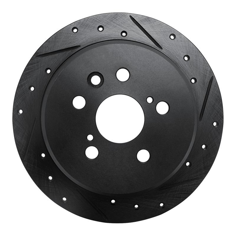 R1 96-99 Toyota Celica Rear Right Drilled & Slotted Black Brake Rotor