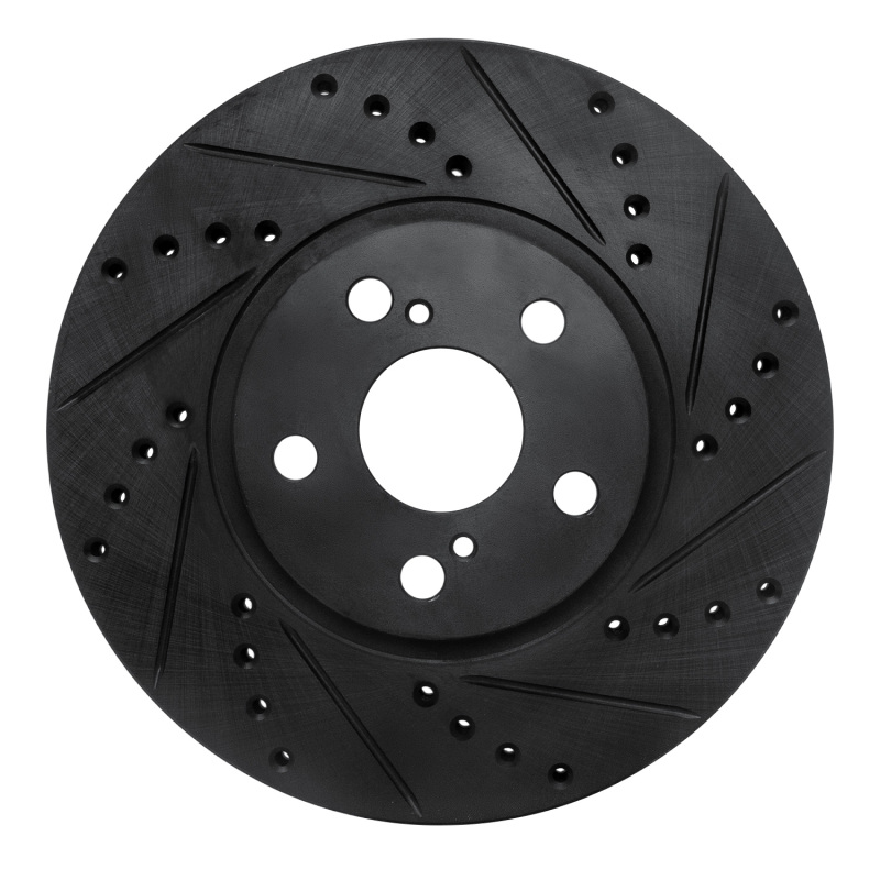 R1 00-10 Pontiac Vibe Front Right Drilled & Slotted Black Brake Rotor