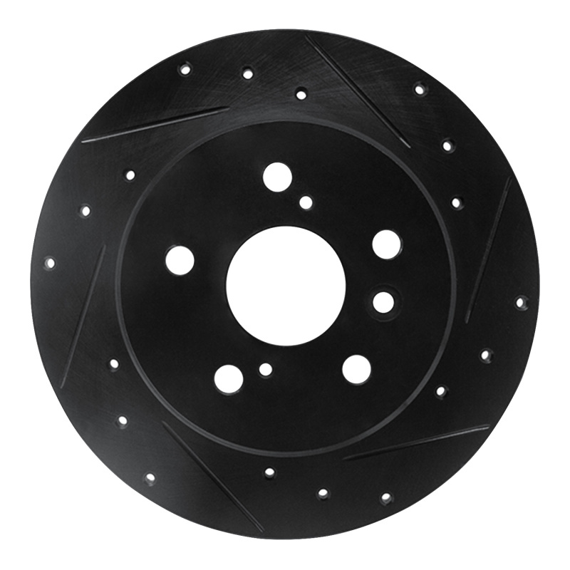 R1 00-04 Toyota AVALON Rear Right Drilled & Slotted Black Brake Rotor