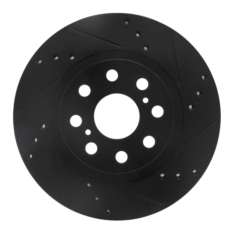 R1 00-05 Toyota MR2 Spyder Rear Right Drilled & Slotted Black Brake Rotor