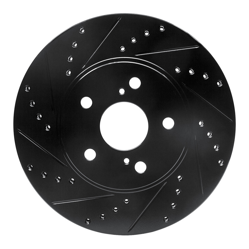 R1 02-15 Lexus ES300 Front Left Drilled & Slotted Black Brake Rotor