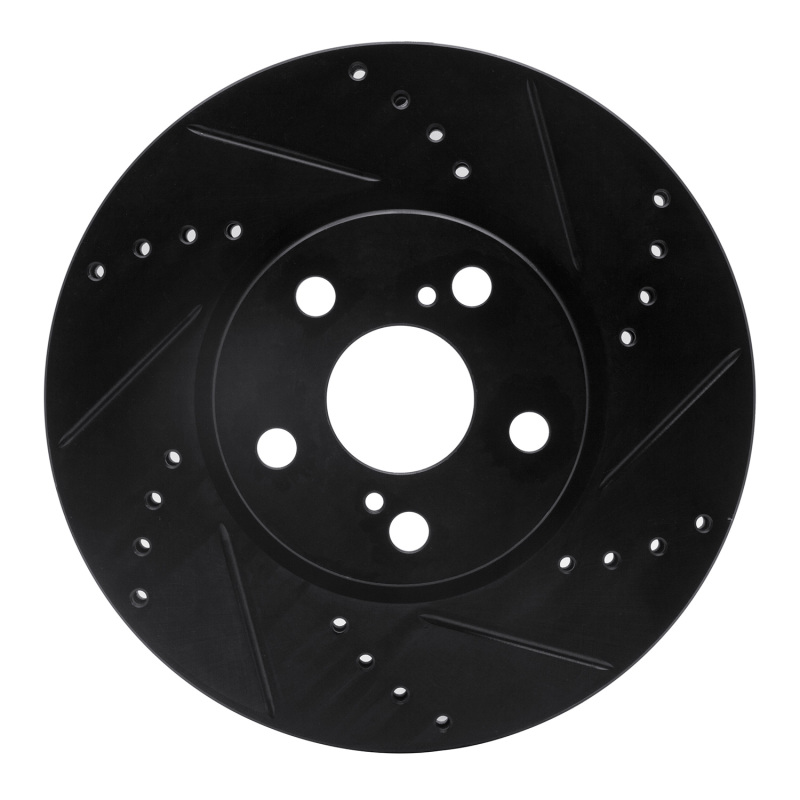 R1 08-19 Pontiac Vibe Front Right Drilled & Slotted Black Brake Rotor