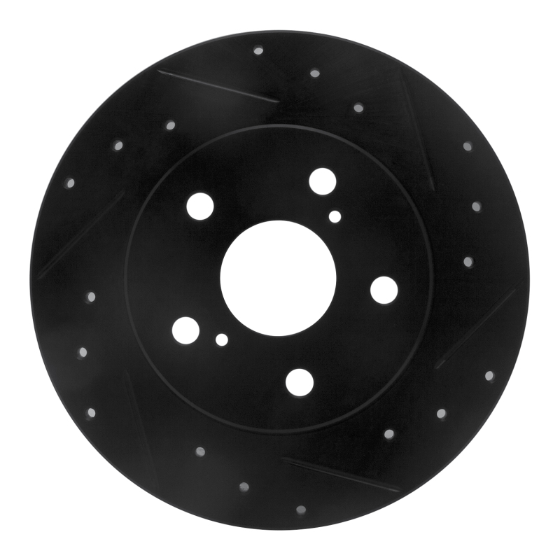 R1 08-18 Pontiac Vibe Rear Right Drilled & Slotted Black Brake Rotor