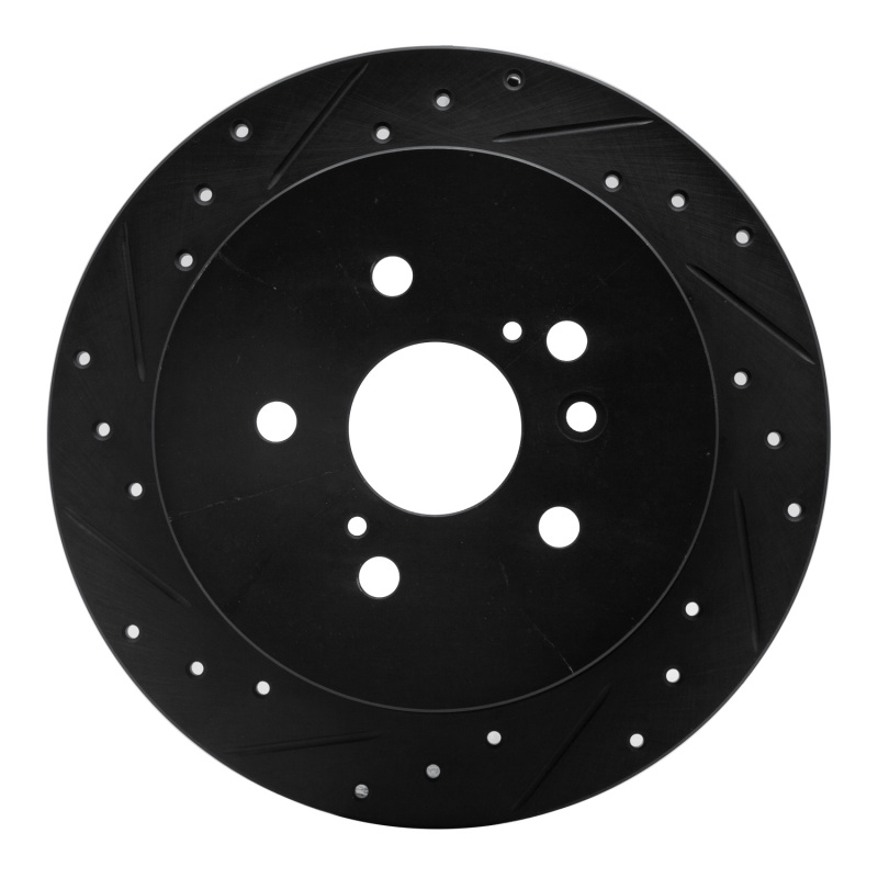 R1 09-15 Toyota Venza Rear Left Drilled & Slotted Black Brake Rotor