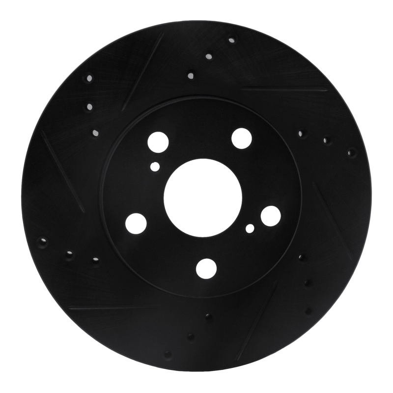 R1 10-17 Lexus CT200H Front Left Drilled & Slotted Black Brake Rotor