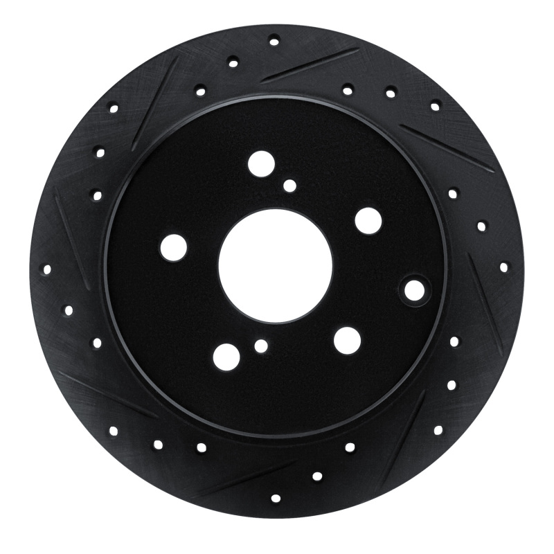 R1 12-20 Toyota Prius V Rear Left Drilled & Slotted Black Brake Rotor