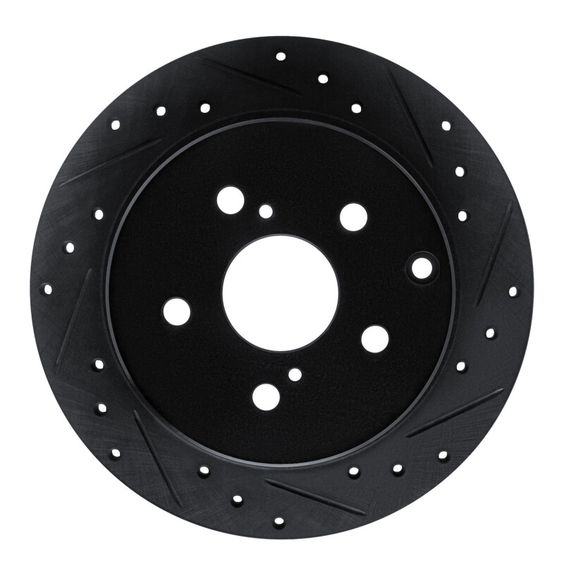 R1 12-20 Toyota Mirai Rear Right Drilled & Slotted Black Brake Rotor