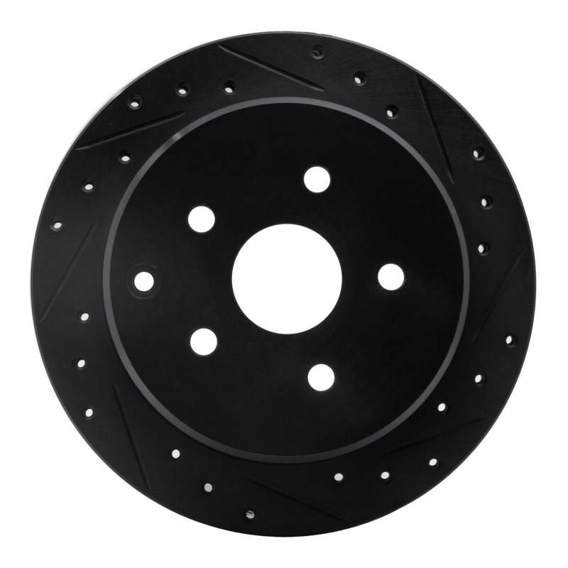 R1 86-97 Toyota Previa Rear Right Drilled & Slotted Black Brake Rotor