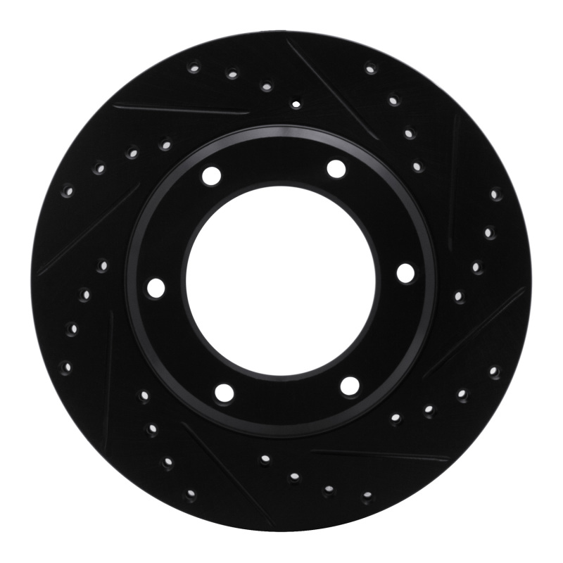 R1 90-92 Toyota Land Cruiser Front Right Drilled & Slotted Black Brake Rotor