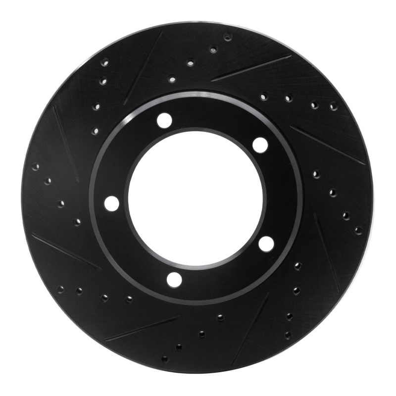 R1 98-07 Lexus LX470 Front Left Drilled & Slotted Black Brake Rotor