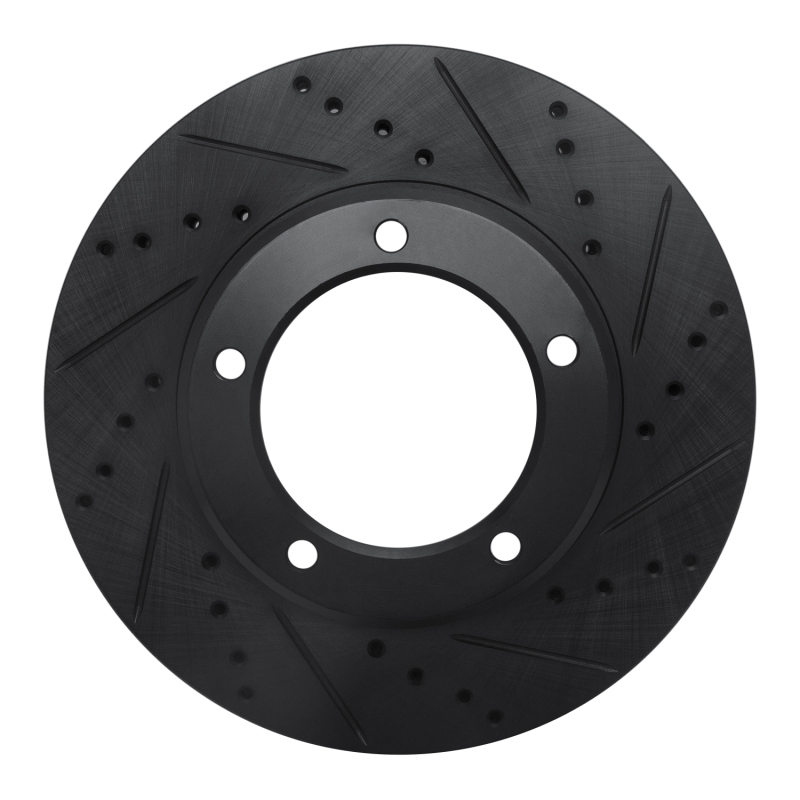 R1 98-07 Lexus LX470 Front Right Drilled & Slotted Black Brake Rotor