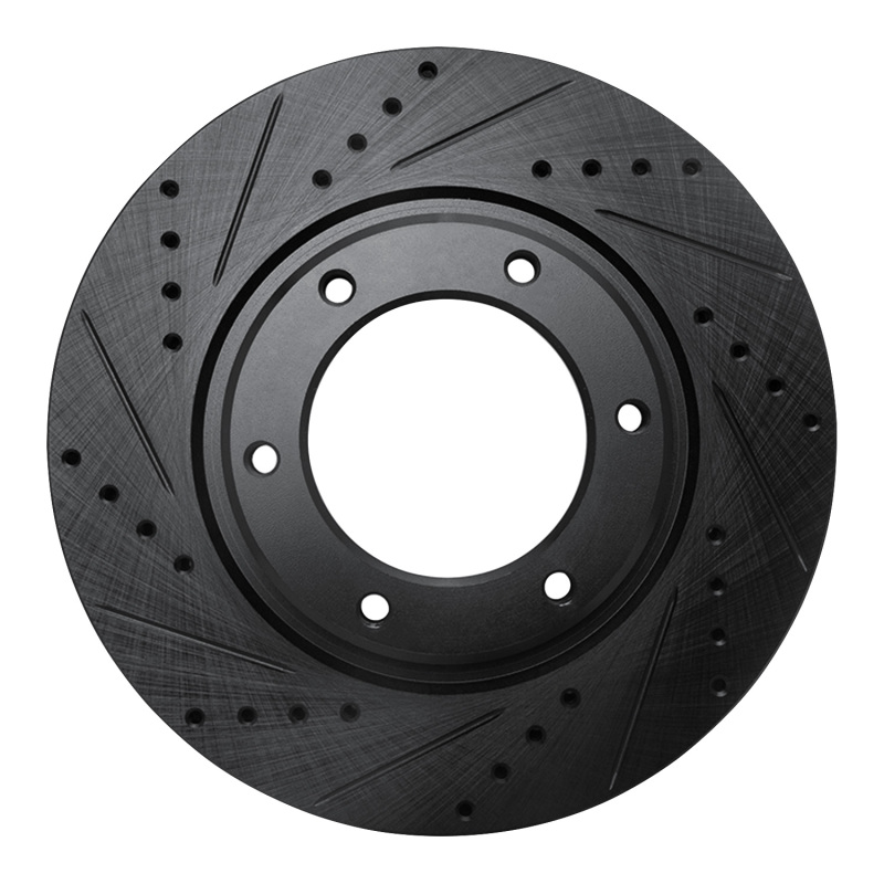 R1 93-97 Lexus LX450 Front Left Drilled & Slotted Black Brake Rotor