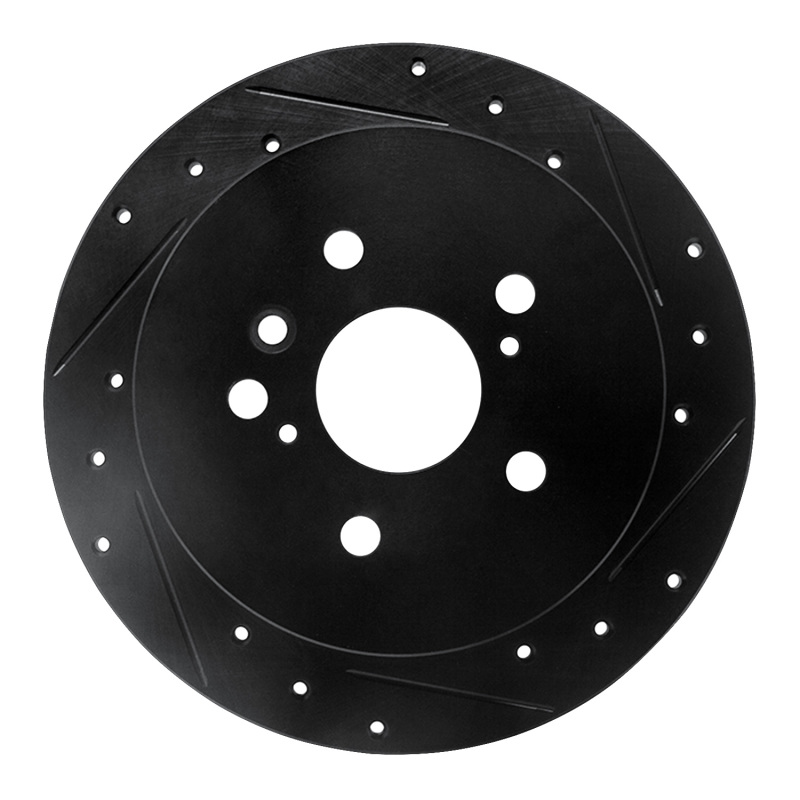 R1 04-10 Toyota SIENNA Rear Right Drilled & Slotted Black Brake Rotor