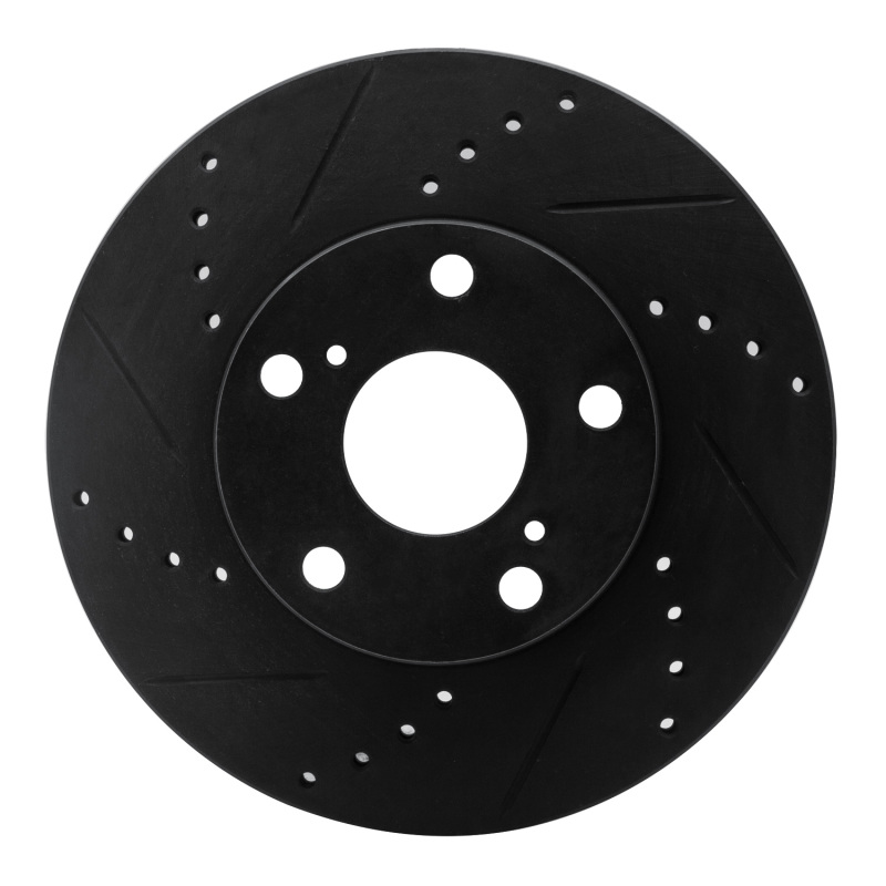 R1 05-15 Toyota Tacoma Front Left Drilled & Slotted Black Brake Rotor