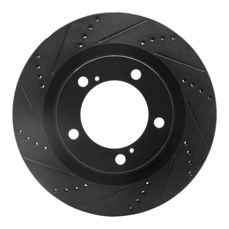 R1 07-22 Lexus LX570 Front Left Drilled & Slotted Black Brake Rotor