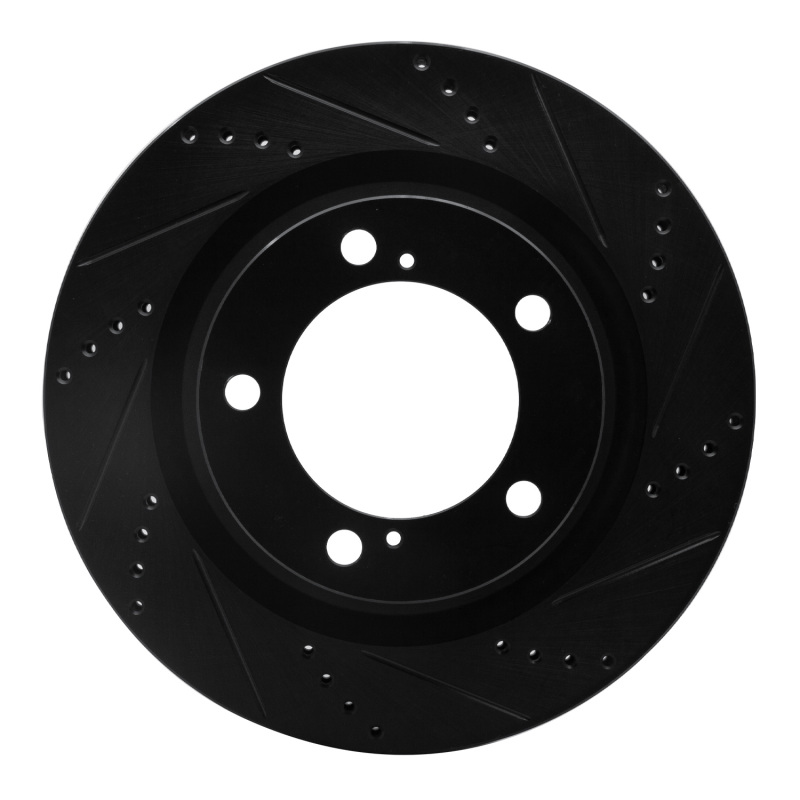 R1 07-22 Lexus LX570 Front Right Drilled & Slotted Black Brake Rotor