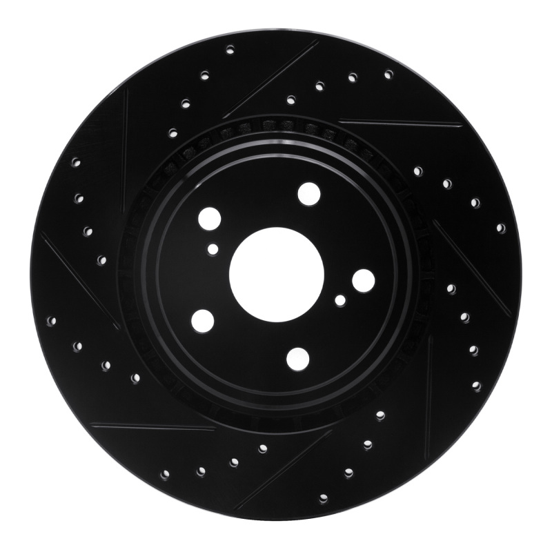 R1 08-21 Lexus NX200T Front Left Drilled & Slotted Black Brake Rotor