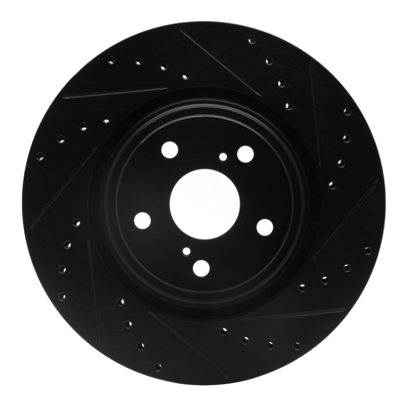 R1 08-21 Lexus RX350 Front Right Drilled & Slotted Black Brake Rotor
