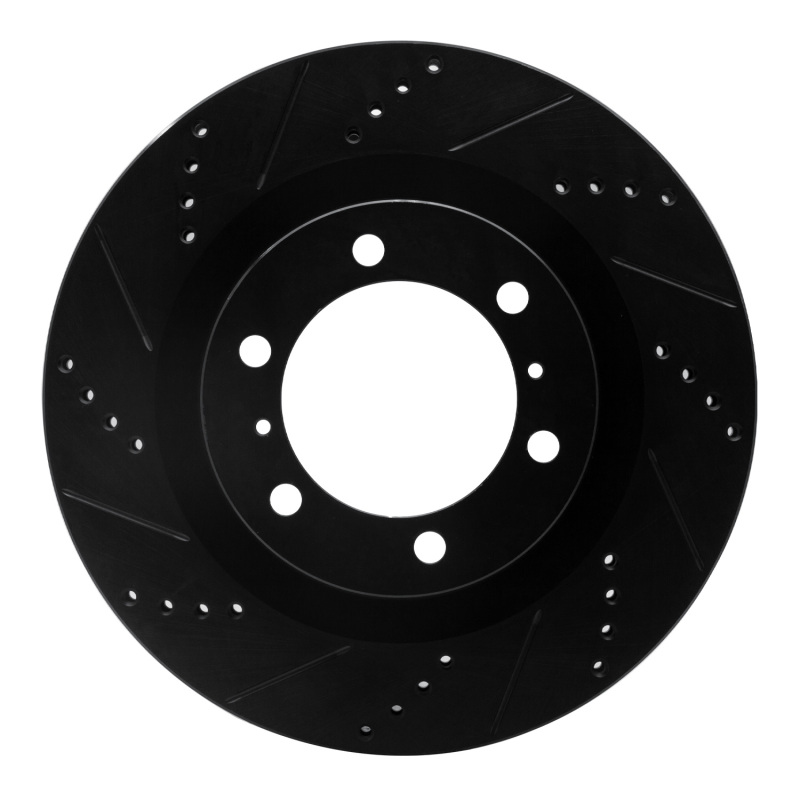 R1 10-24 Lexus GX460 Front Left Drilled & Slotted Black Brake Rotor