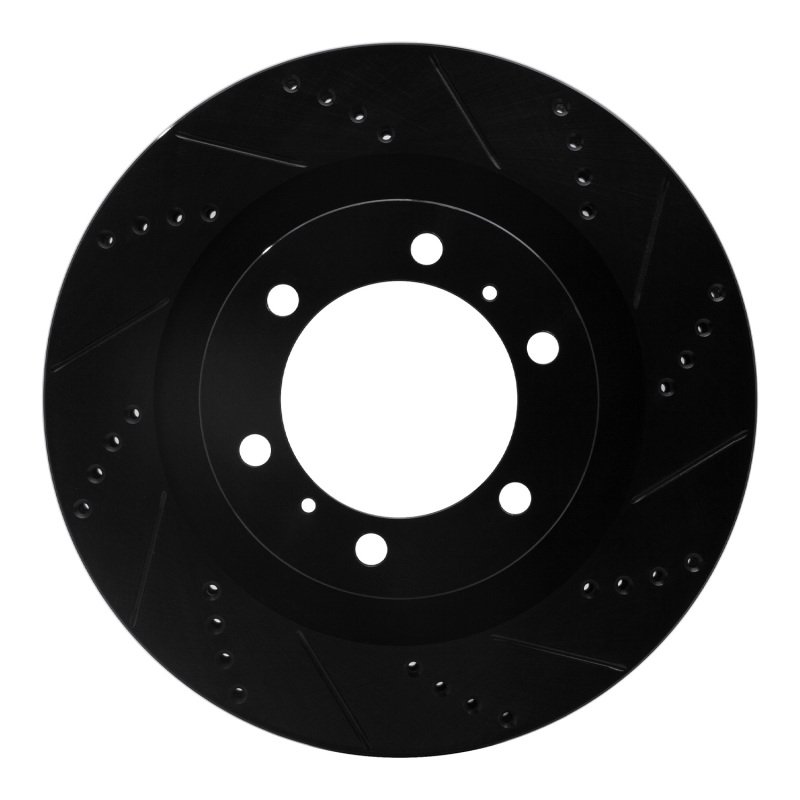 R1 10-24 Lexus GX460 Front Right Drilled & Slotted Black Brake Rotor